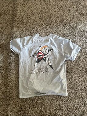 Chrome Hearts White Graphic Tee with Star Skull and Red Accent
